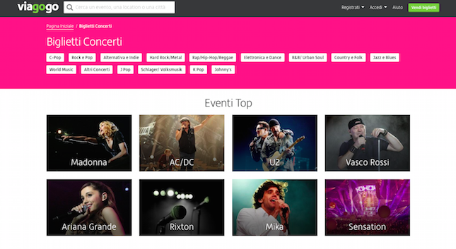 viagogo vendita biglietti concerti online